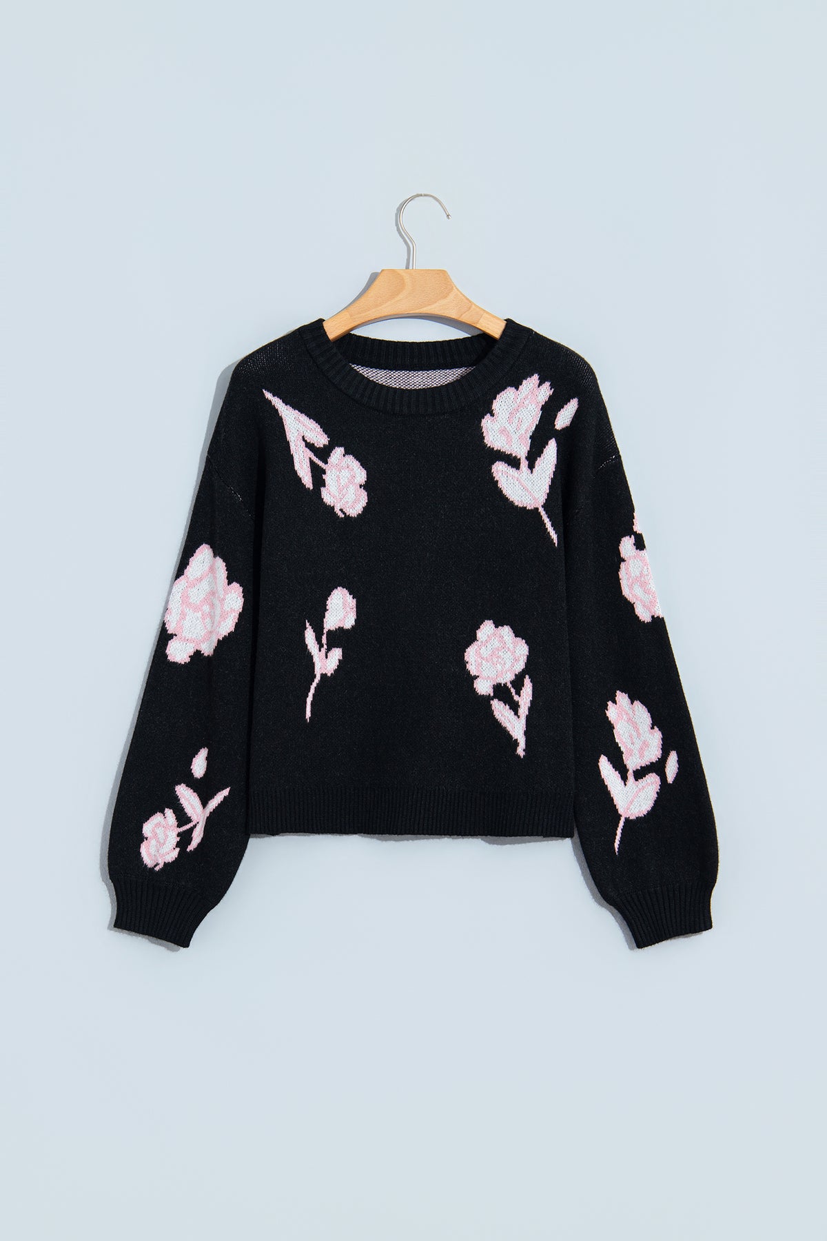 Floral Pattern Puff SleeveSweater