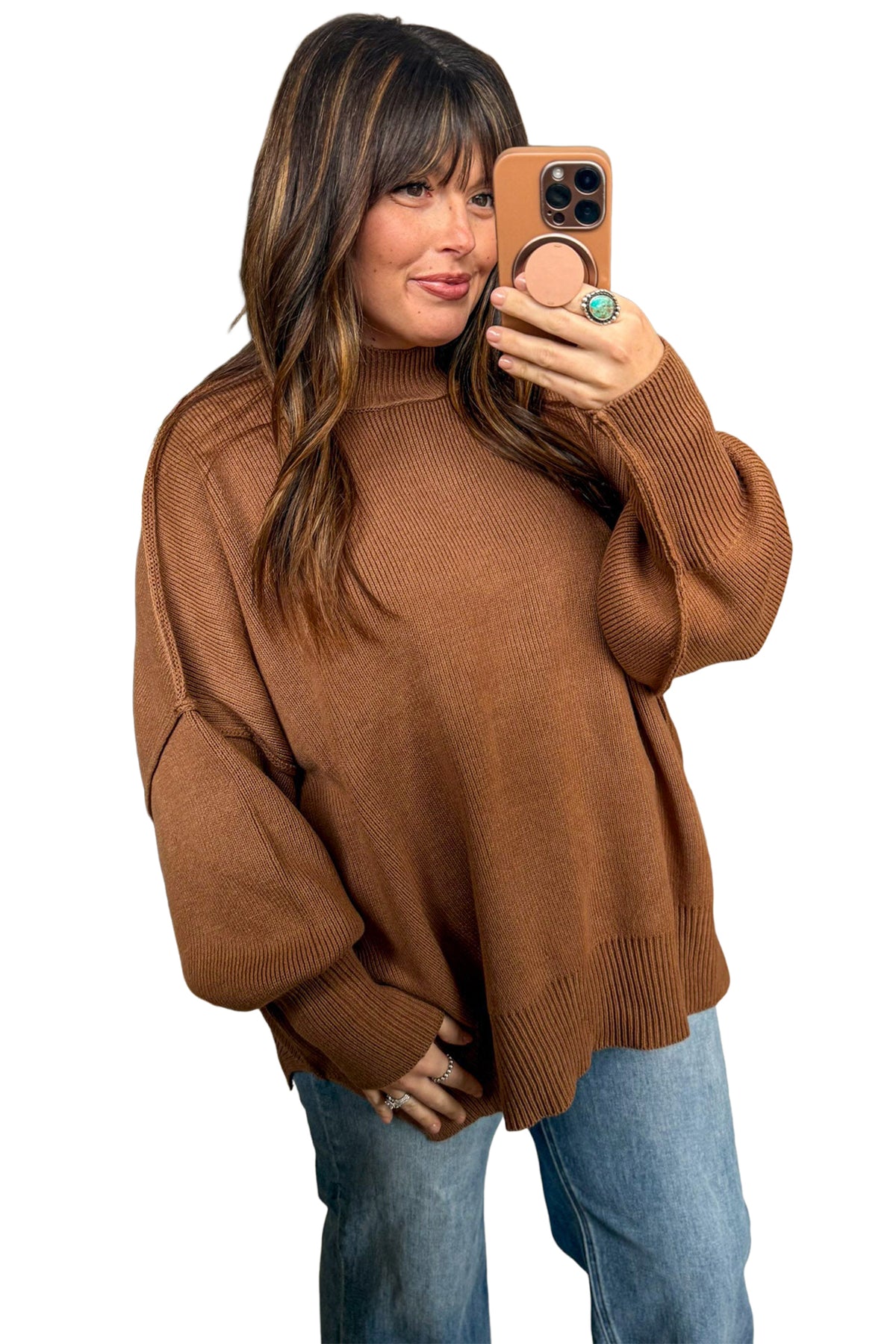 Oversized Ribbed Knit Plus Size Sweater