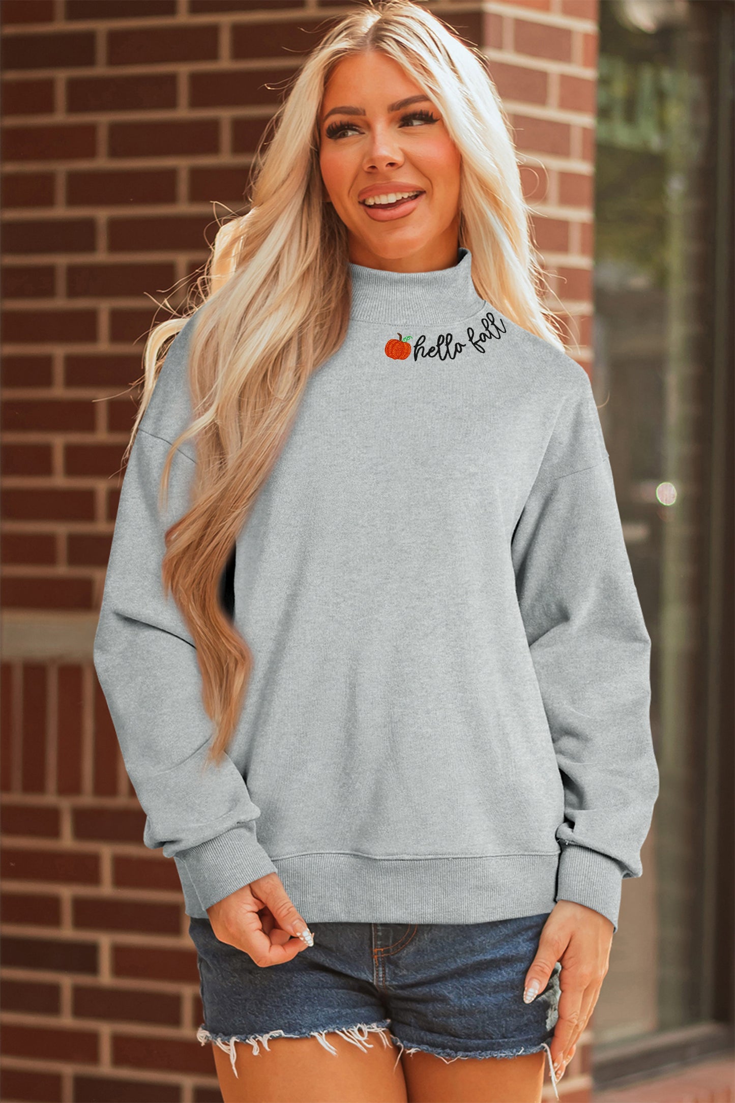 Pumpkin  Mock Neck Sweatshirt