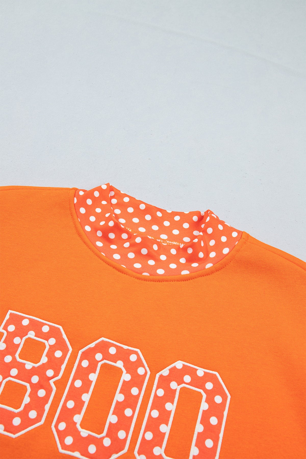 Polka Dot Letter Print Contrast Trim Mock Neck Sweatshirt
