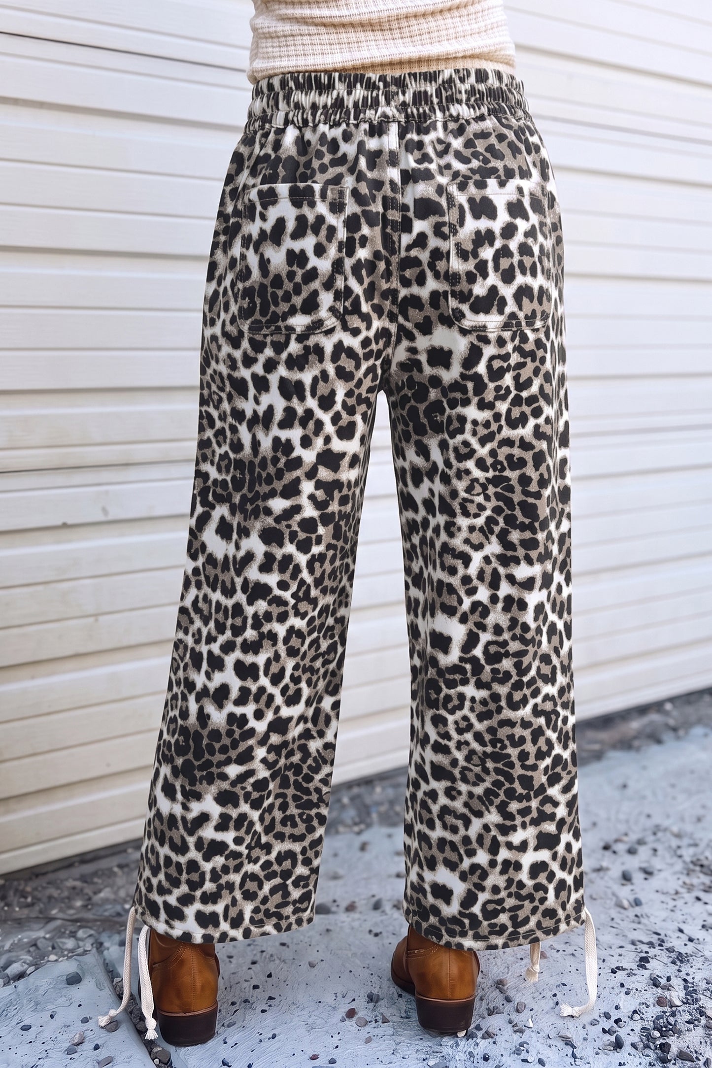 Leopard Print Drawstring Jogger Jeans