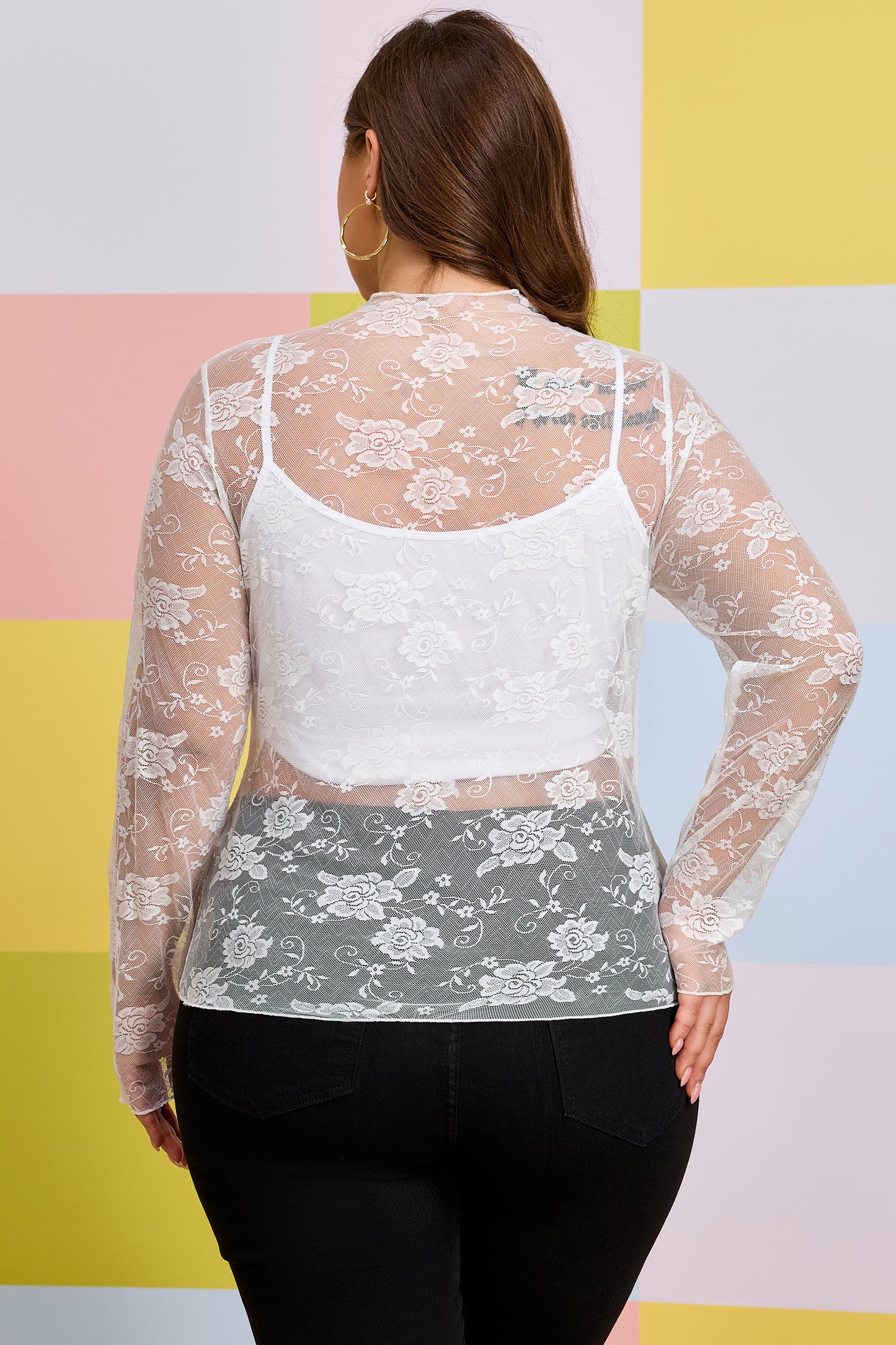 Floral Mesh Long Sleeve Top