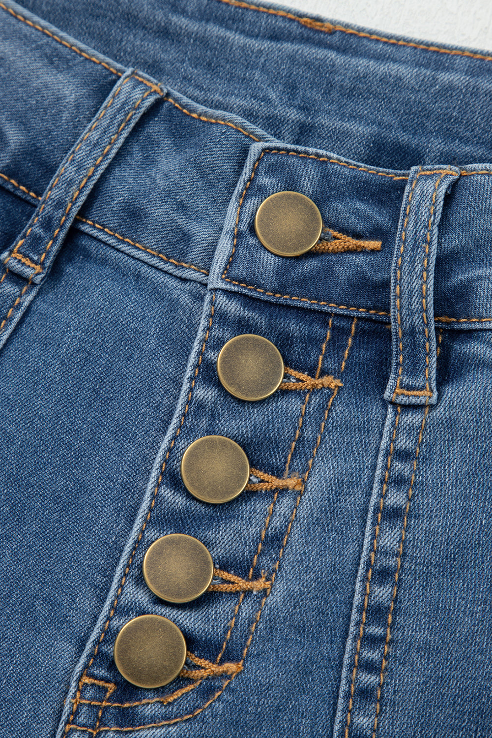 Multi Buttons High Waist Wide Leg Jeans