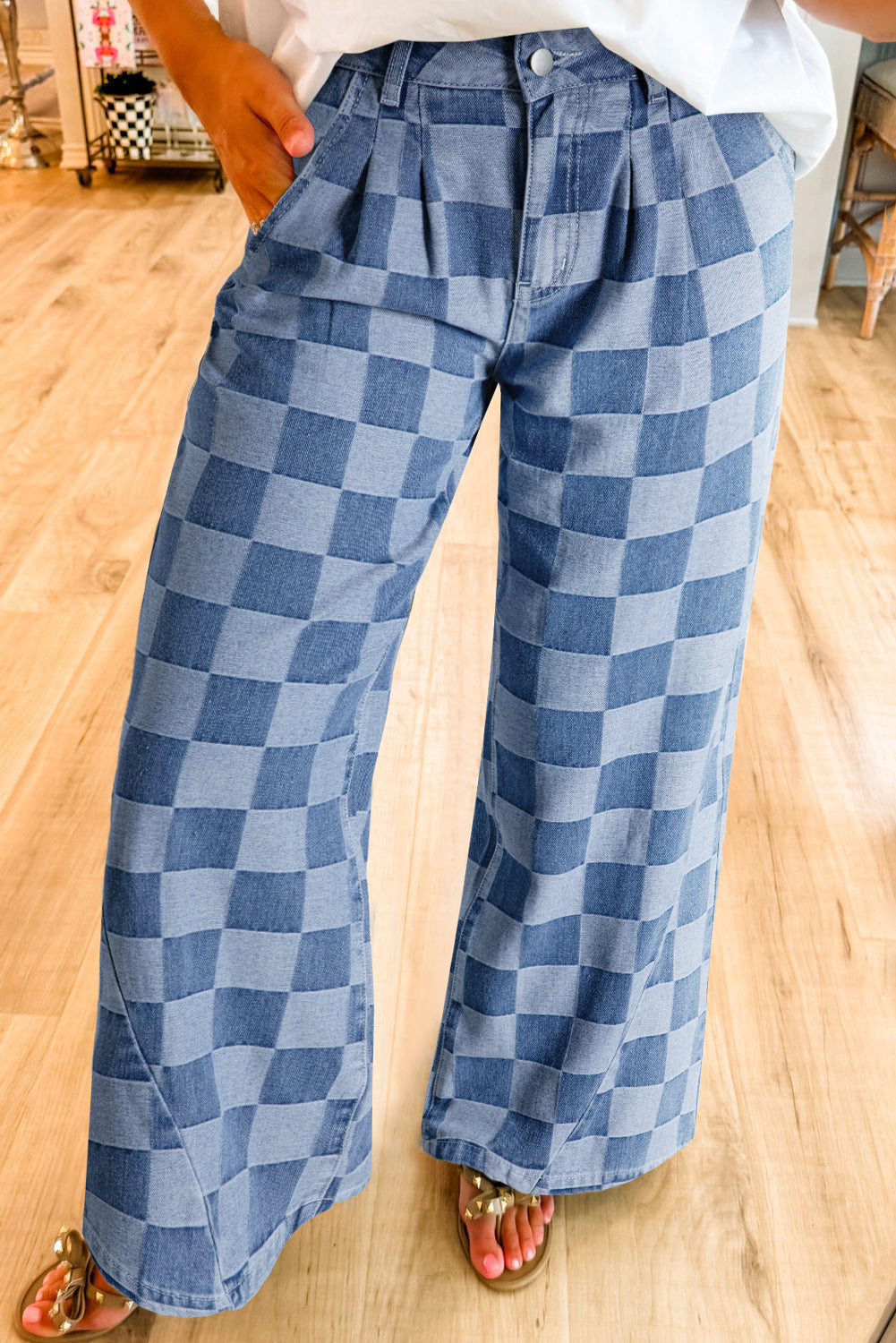 Dark Grey Checkered  Jeans