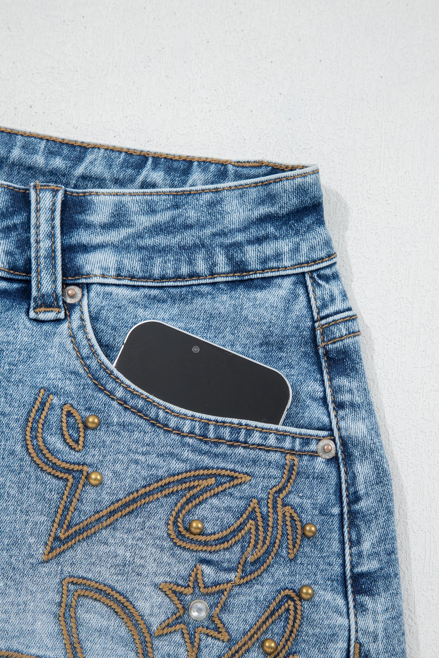 Stud Denim Shorts